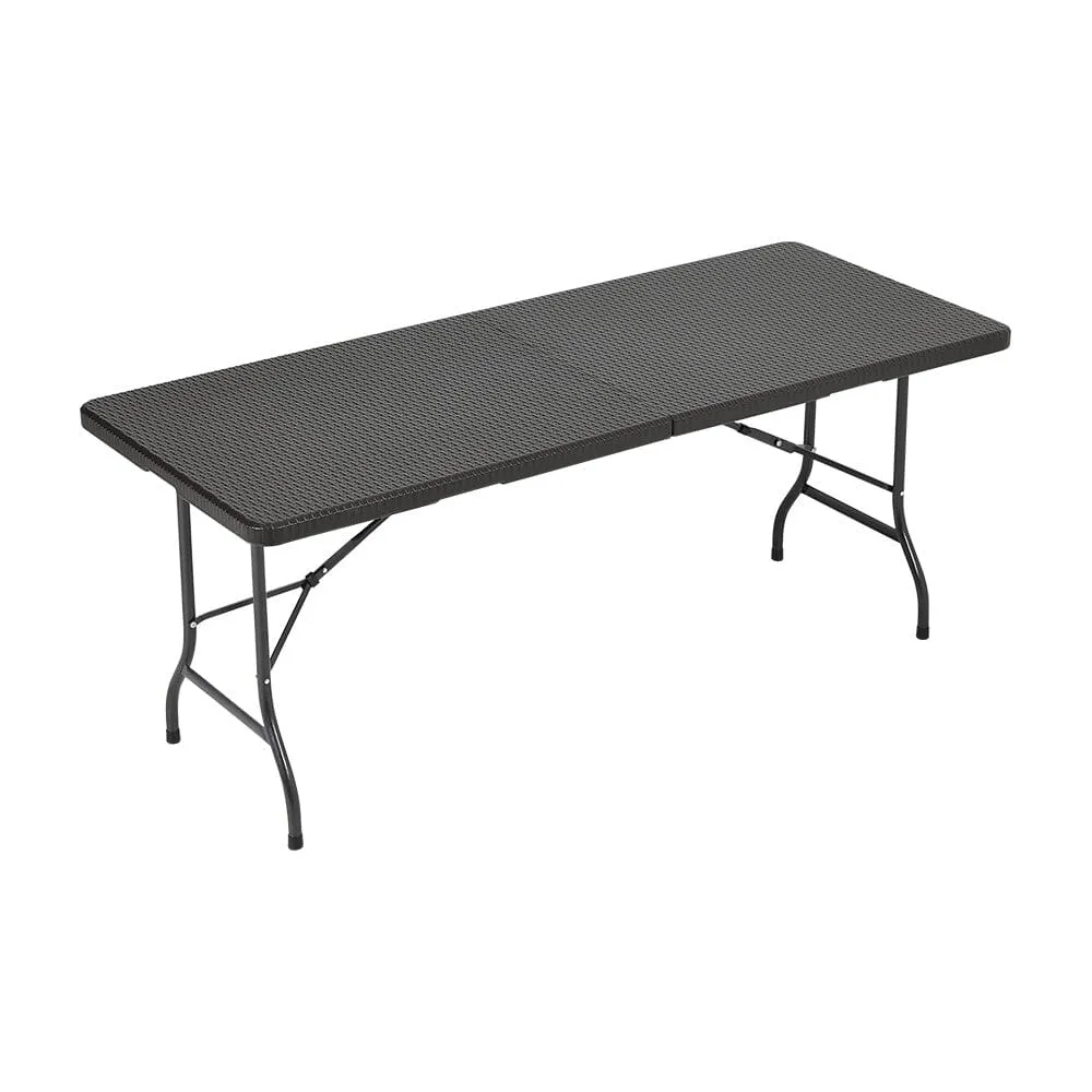 178cm L Folding Table Portable Outdoor Black Rattan Plastic Folding Table