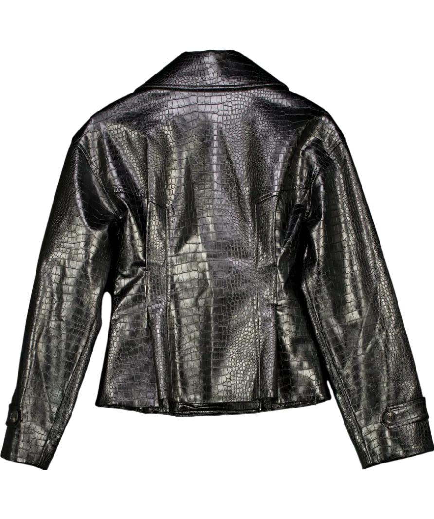 House of Harlow 1960 Women's Black X Revolve Theo Faux Croc Jacket UK S
