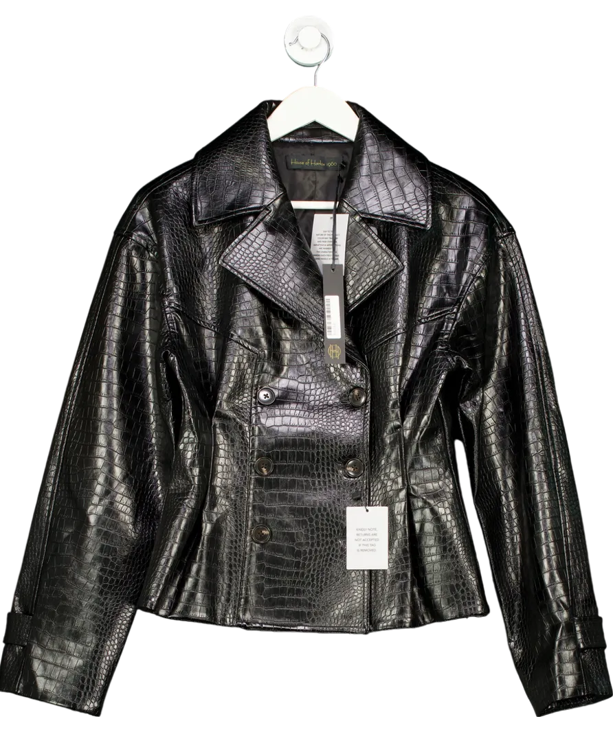 House of Harlow 1960 Women's Black X Revolve Theo Faux Croc Jacket UK S