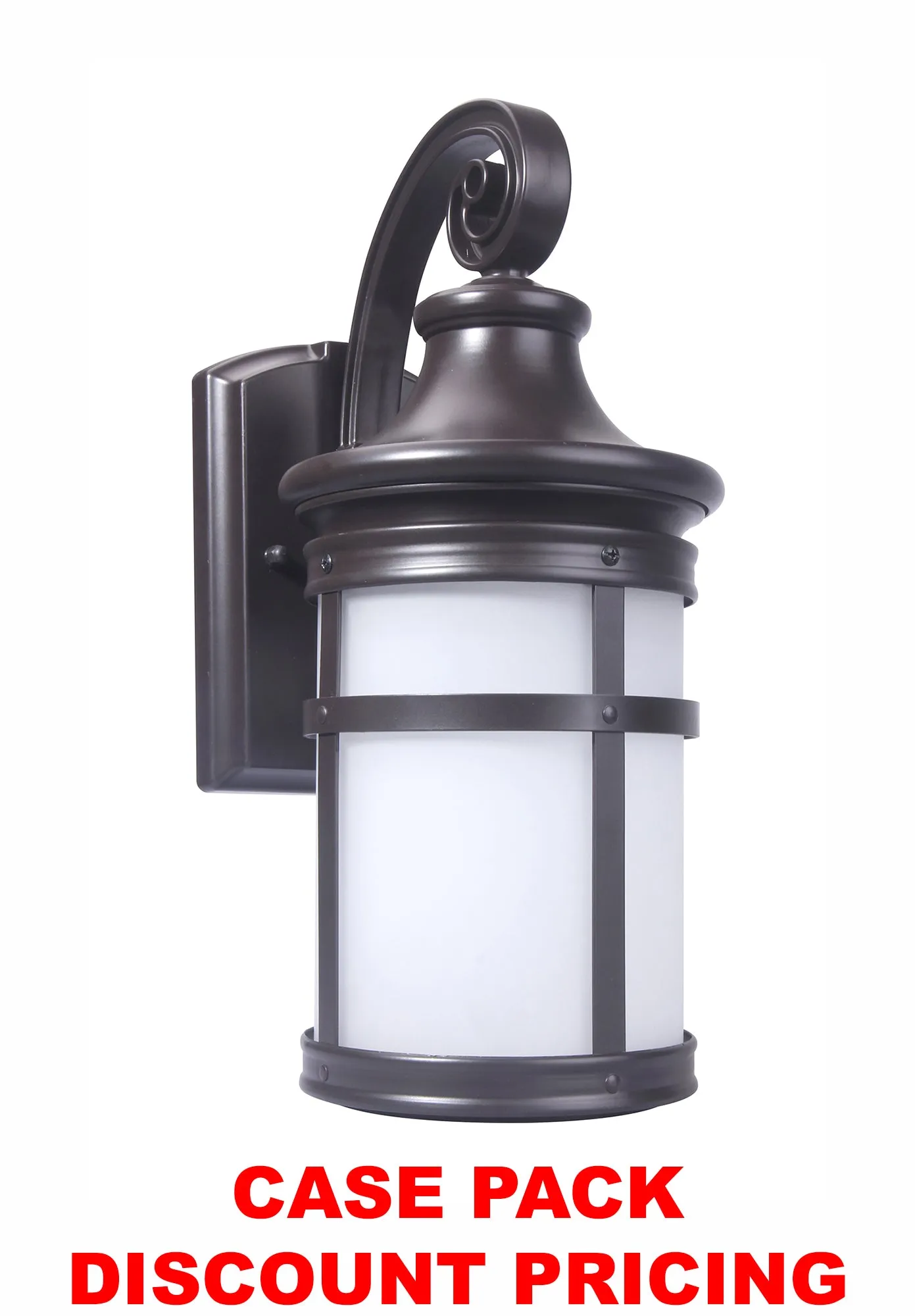 Integrated LED Round Wall Sconce Lantern, Wet Location, 1200 Lumens, 3K, Bronze Finish with Frosted Glass Lens