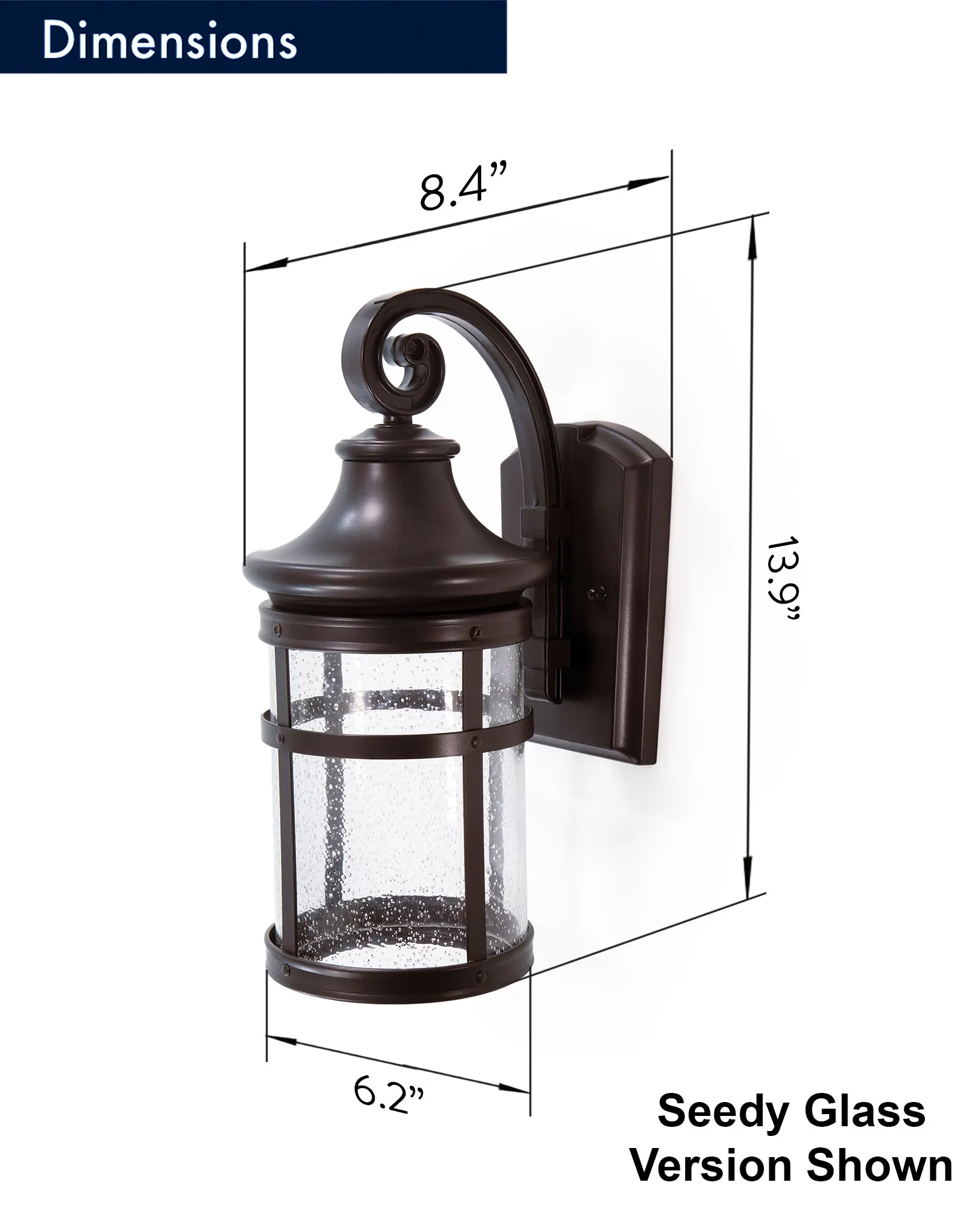 Integrated LED Round Wall Sconce Lantern, Wet Location, 1200 Lumens, 3K, Bronze Finish with Frosted Glass Lens