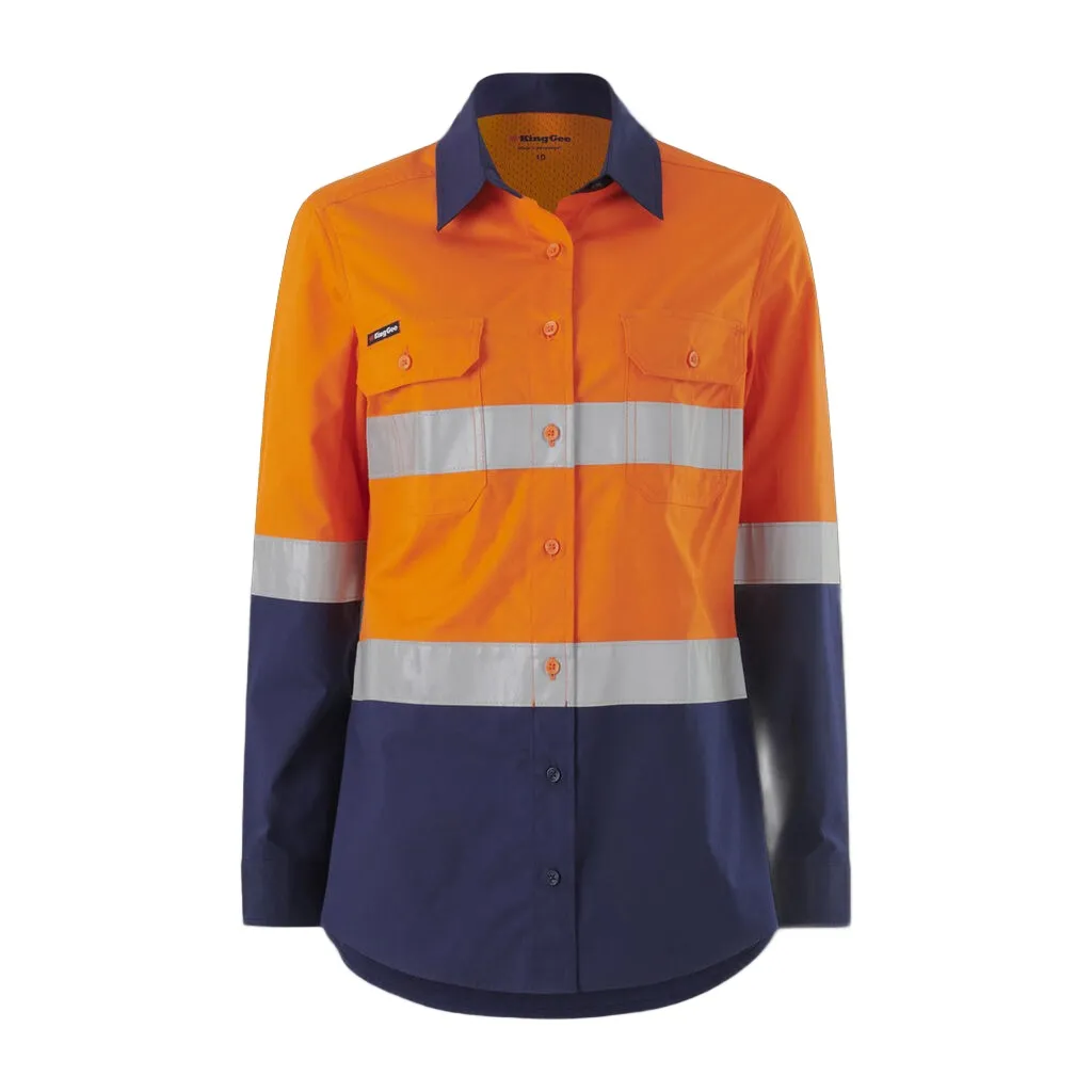 King Gee Women's Workcool Vented Spliced Spliced Shirt Taped Long Sleeve (K44227)