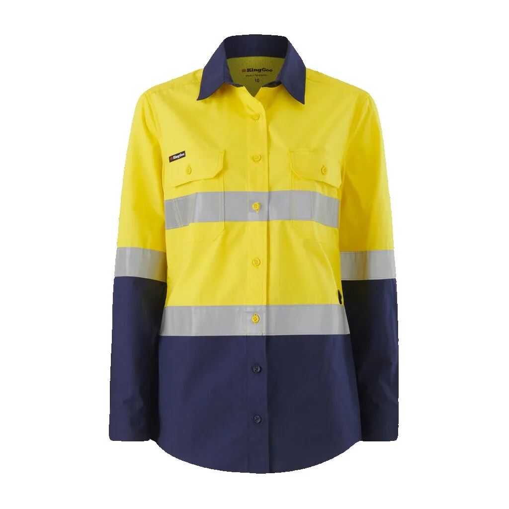 King Gee Women's Workcool Vented Spliced Spliced Shirt Taped Long Sleeve (K44227)