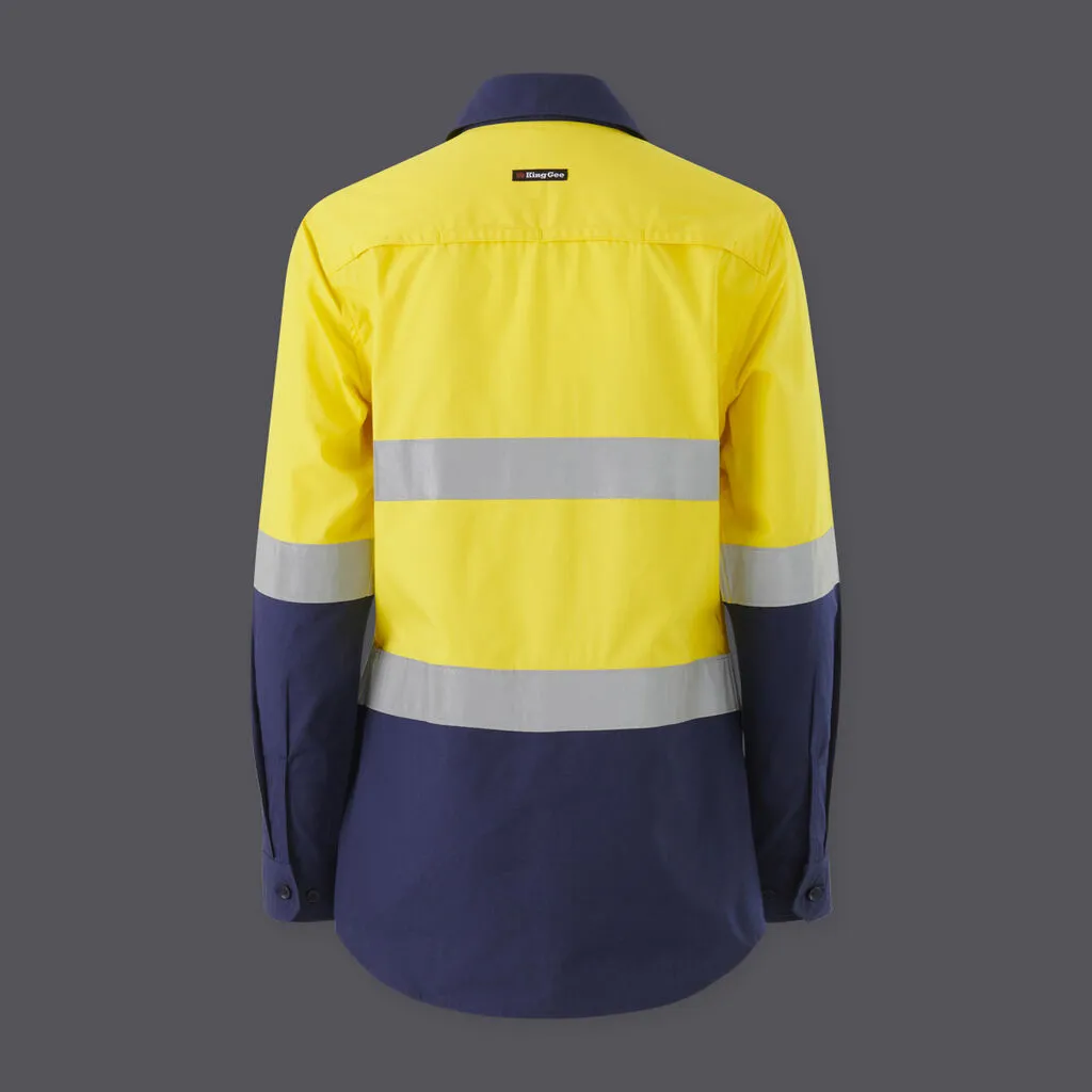 King Gee Women's Workcool Vented Spliced Spliced Shirt Taped Long Sleeve (K44227)