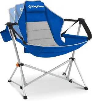 KingCamp Hammock Camping Chair, Swinging Portable Folding Camp Chairs for Adults 400lbs Heavy Duty Foldable Oversized Rocker with Aluminum Alloy Frame Cup Holder Pillow for Outdoor Beach Patio Sport