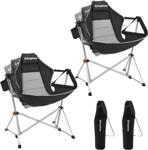 KingCamp Hammock Camping Chair, Swinging Portable Folding Camp Chairs for Adults 400lbs Heavy Duty Foldable Oversized Rocker with Aluminum Alloy Frame Cup Holder Pillow for Outdoor Beach Patio Sport