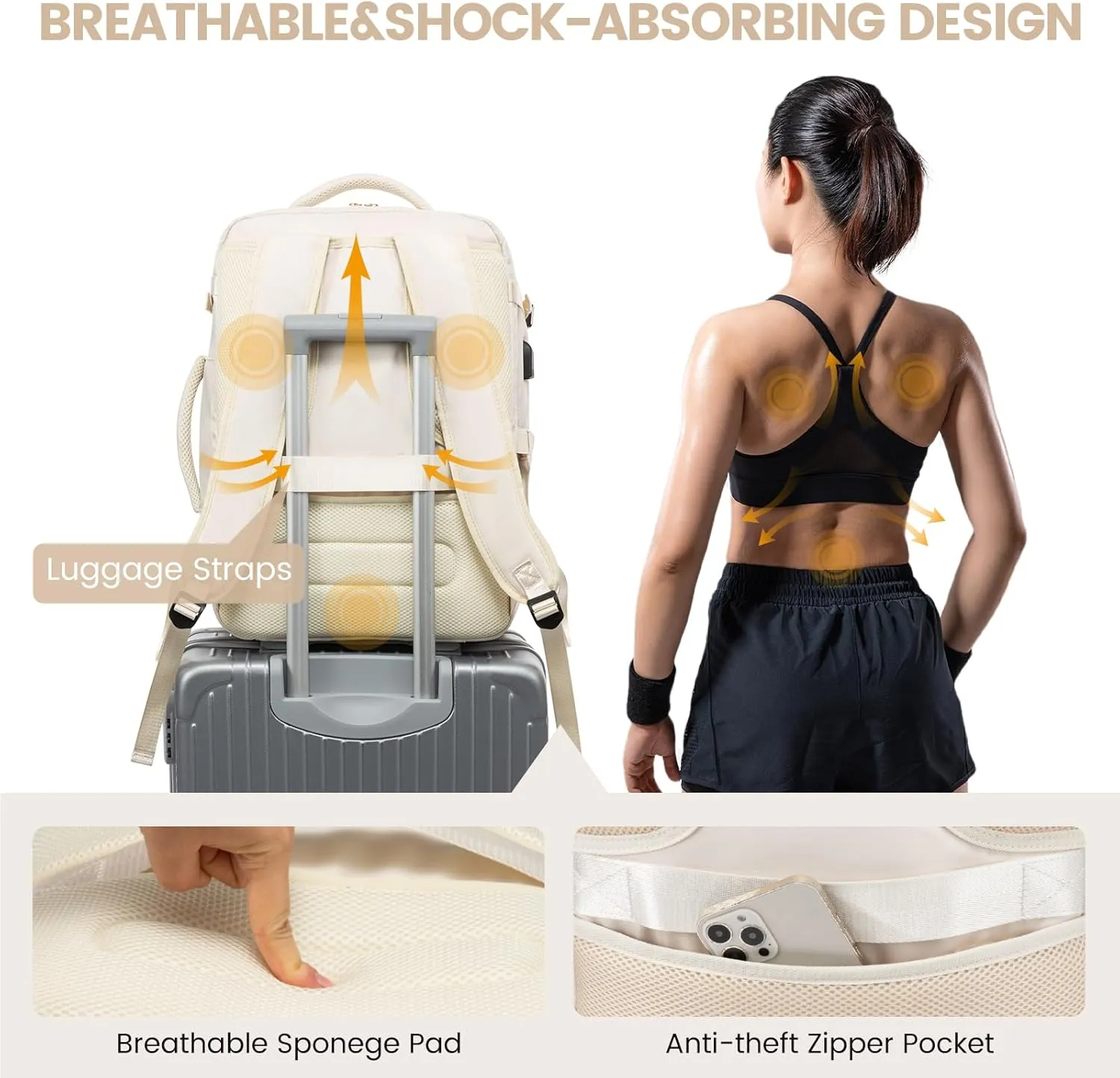 LOVEVOOK Large Travel Backpack for Women,Carry on Backpack Flight Approved,Personal Item Backpack Travel Bag with 3 Packing Cubes,Waterproof Back Pack TSA Fit 17inch Laptop Luggage with USB Port