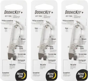 Nite Ize DoohicKey Plus Key Tool - Stainless Steel Carabiner 8-in-1 Multi Tool - Pocket Gadget with Screwdrivers, Bottle Opener, Ruler, Wrench, Bottle Opener & More - 3 Count (3 Pack)