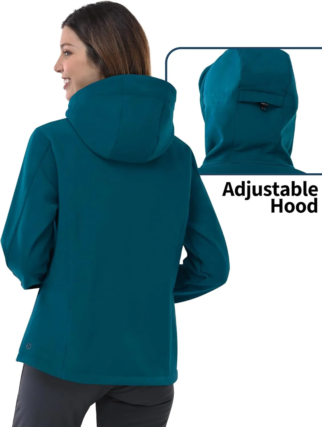 Outdoor Ventures Women's Softshell Jacket with Hood Fleece Lined Warm Lightweight Waterproof Insulated Windbreaker
