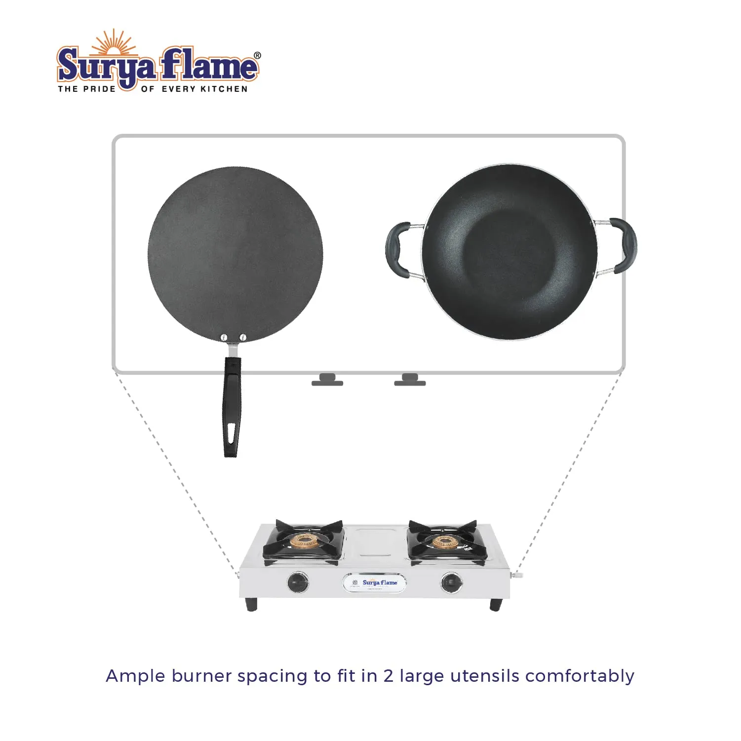 Surya Flame Venus Stainless Steel Pan Support LPG Gas Stove
