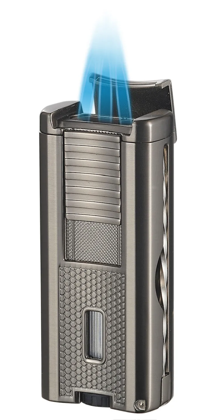 Visol Striker Triple Torch Flame Lighter with Cigar Poker - Gunmetal