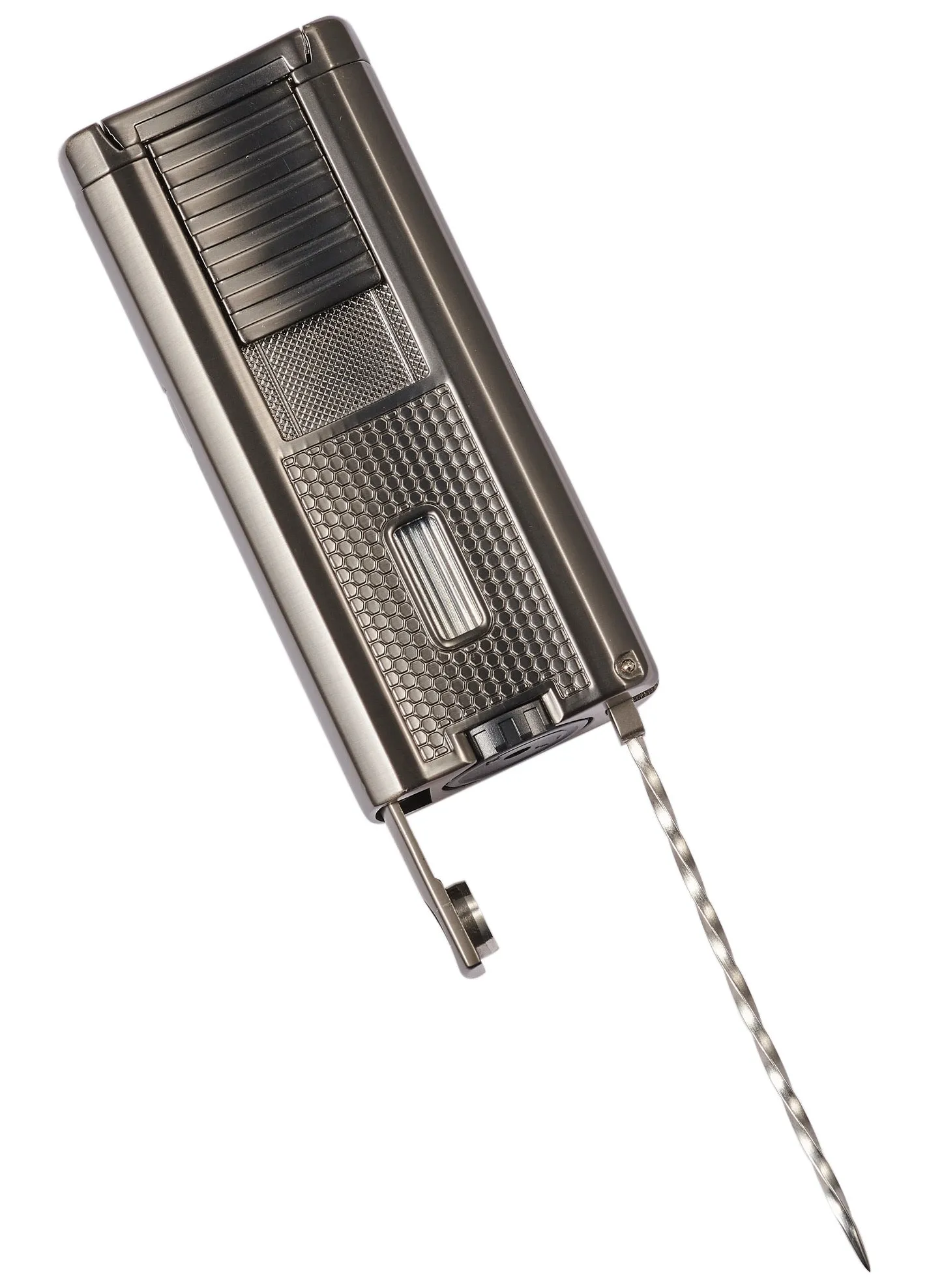 Visol Striker Triple Torch Flame Lighter with Cigar Poker - Gunmetal